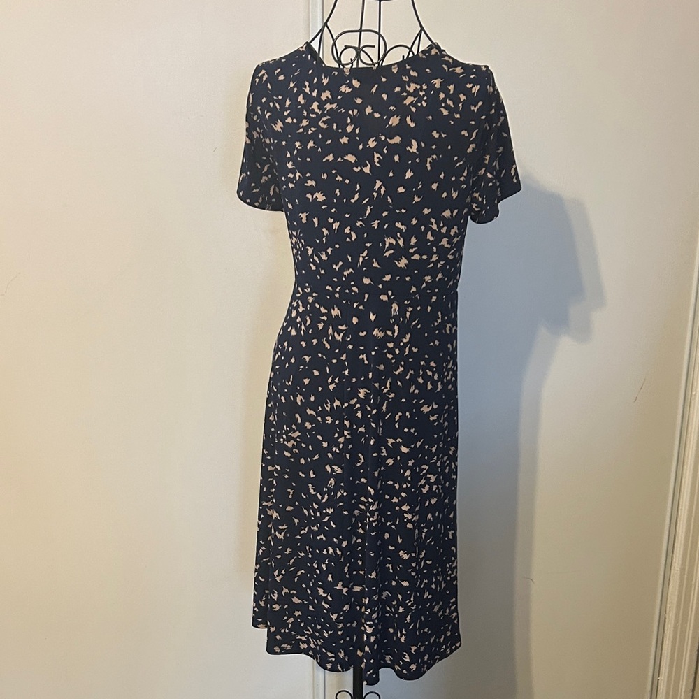 Kaileigh Navy and Beige Patterned Midi Dress Size L - Picture 9 of 11